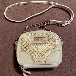 Jessica Simpson small white and gold crossbody bag